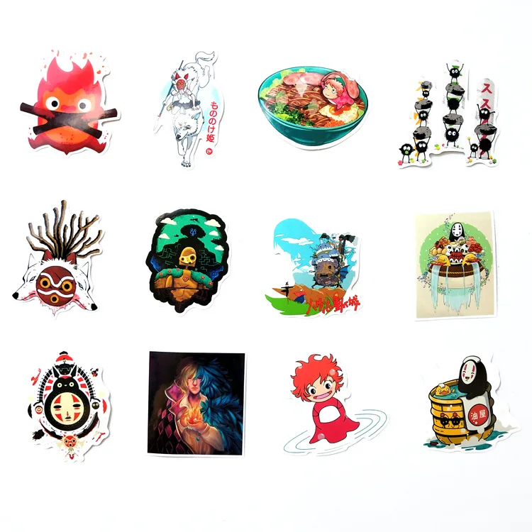 100 pieces Japanese Style Anime Cartoon Personali Glue Classical Totoro Wolf Princess Castle Paper Stickers for Message Notebook