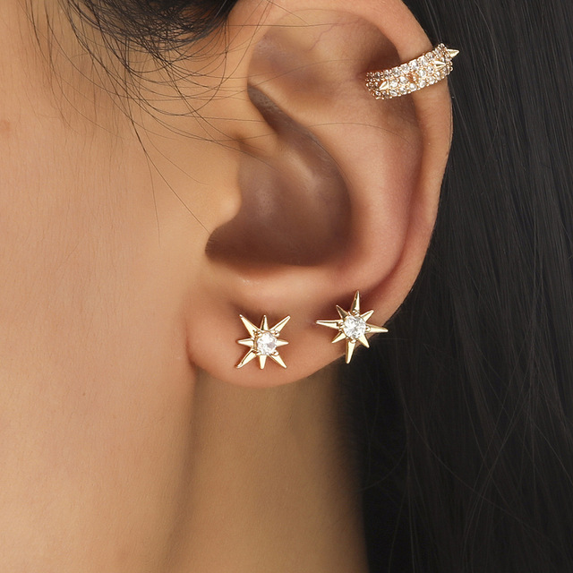 Gold Simple Cross Clip Earrings For Women Girls Cute Pearl Cubic Zirconia Ear Cuff Clip Without Piercing Jewerly