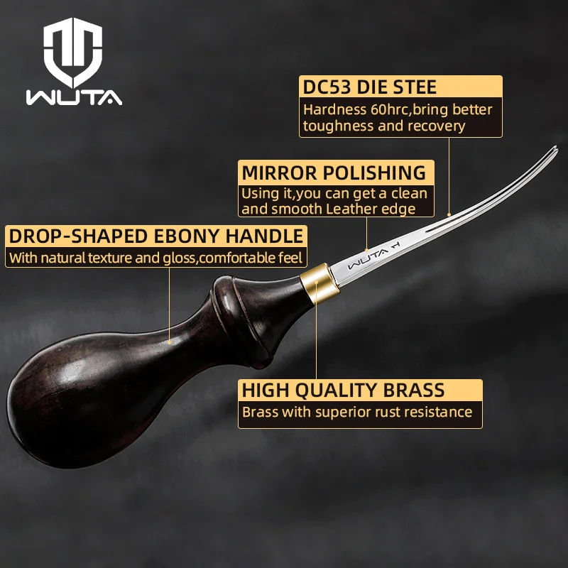 Leather Craft Tools WUTA Leather Edge Beveler PRO DC53 Die Steel Ebony Handle 6Size