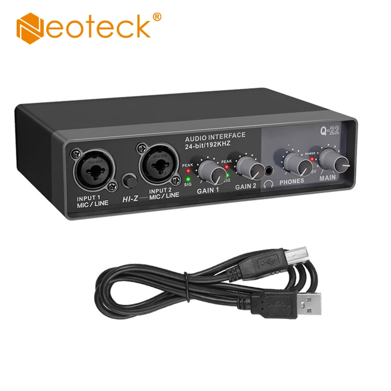 Neoteck 24 Bit/192 Khz 2x2 Usb Audio Interface Mic Preamplifier Support