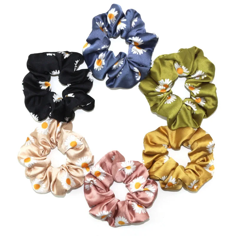 Fashion Satin Silk Daisy Print Scrunchies Elastic Hair Bands Ponytail  Holders For Women Girls Hair Accessories Hair ties Rope _ - AliExpress  Mobile