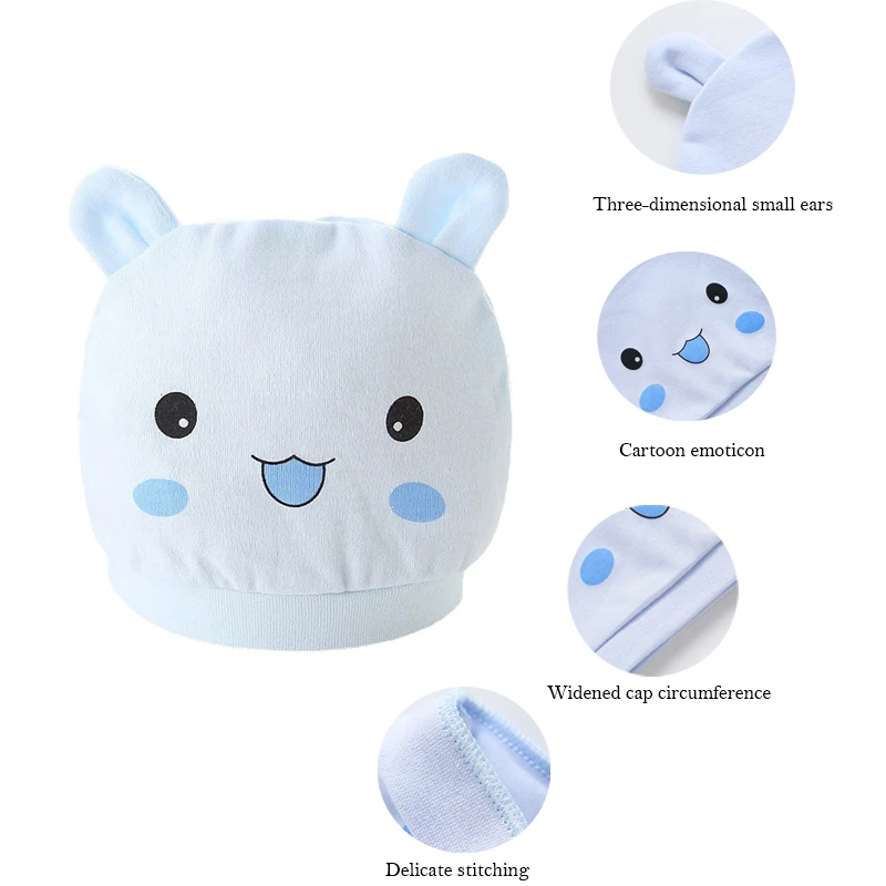 Four Seasons Kids Newborn Baby Hats 100% Cotton Cap 40 Color Cartoon Cute Printed Hat Suitable for 0-12 Months Baby Accessories