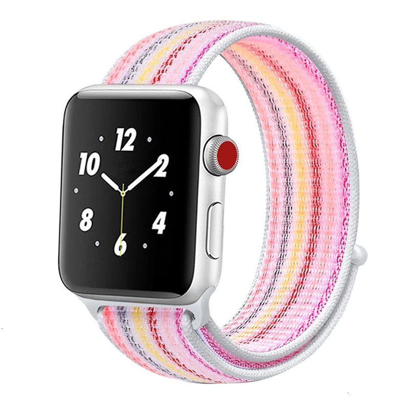 Нейлоновый ремешок для Apple Watch серии 5 42 мм iwatch 44 мм ремешок 38 мм 40 мм iwatch sreies 4 3 2 pulseira браслет ремешок для часов - Цвет ремешка: Pink Streak