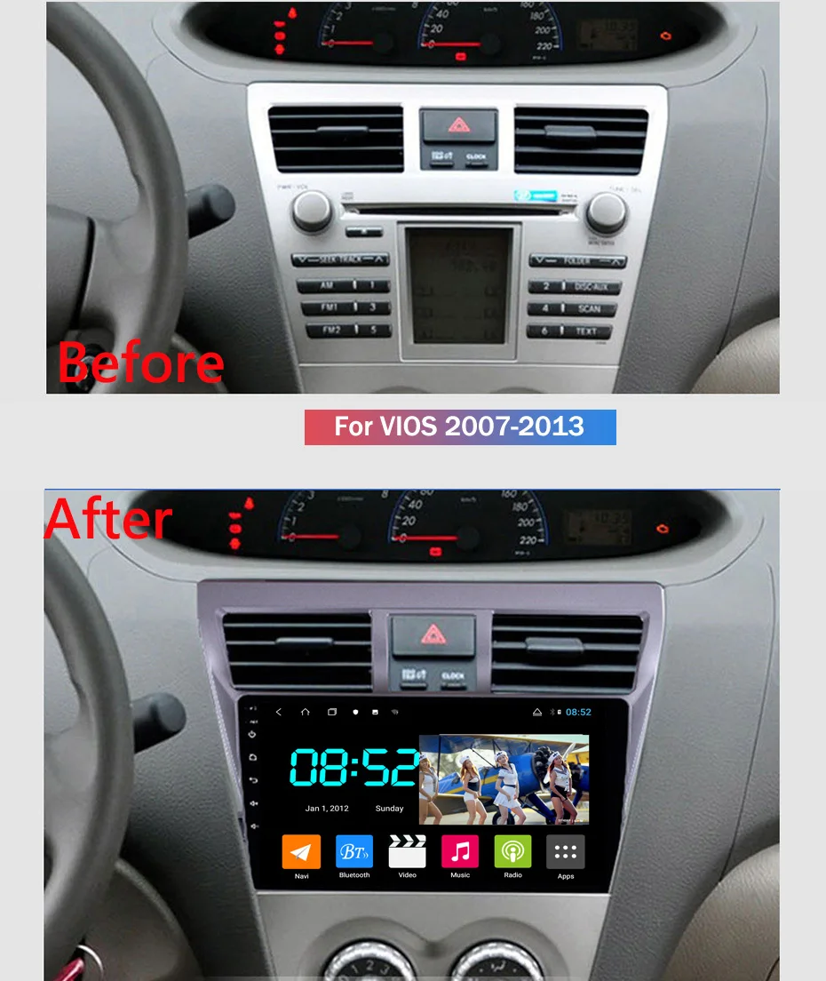 Android 8,1 автомобильный DVD 1din мультимедийная система Navi для Toyota Vios YARIS 2008-2013 Автомобильный gps навигатор головное устройство BT SWC wifi