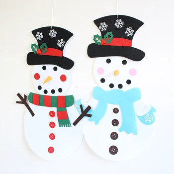 

2 pcs/set DIY Felt Christmas Snowman Game Set Detachable Ornament Wall Hanging Kit DIY Detachable Christmas Wall Ornament