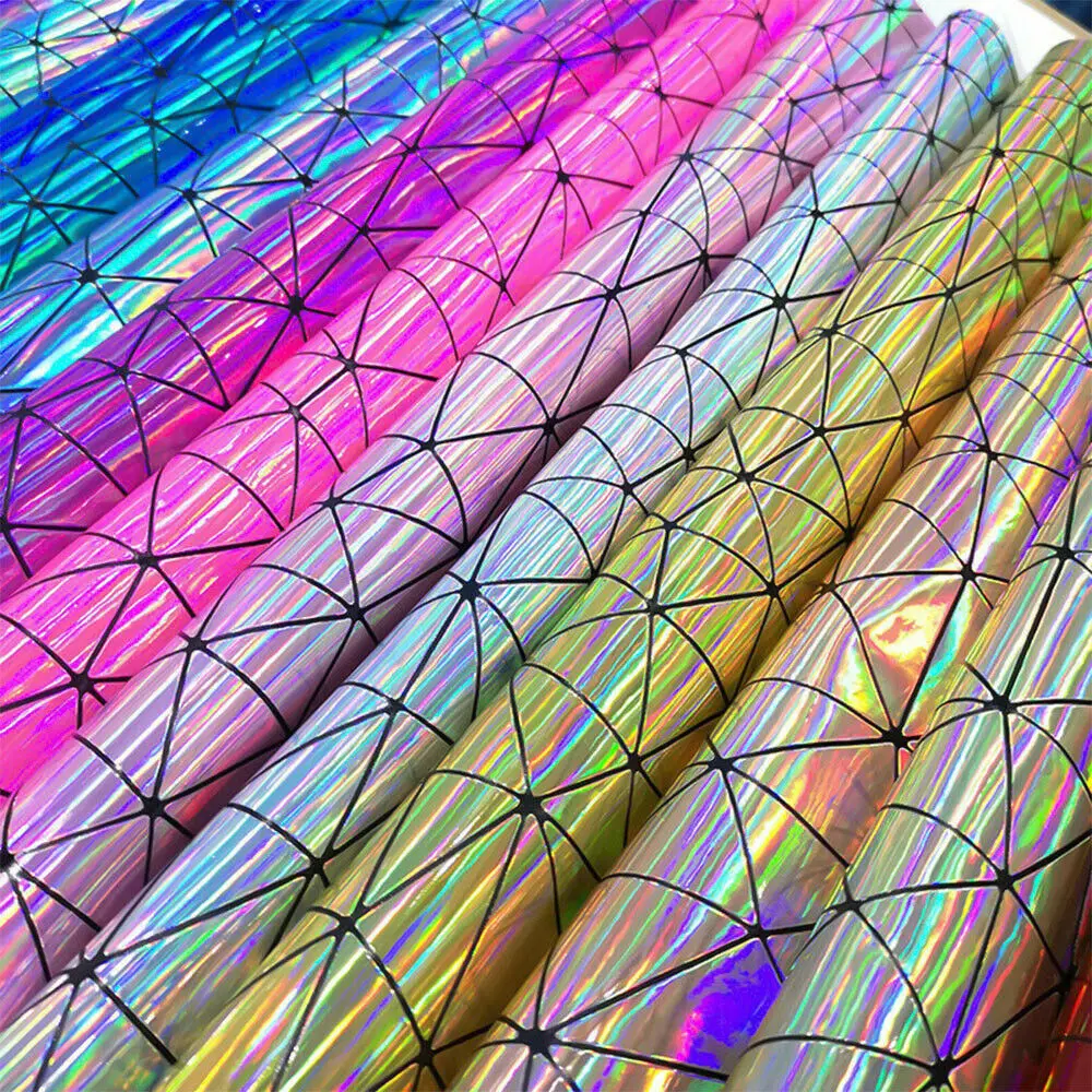 Laser Holographic Geometric Iridescent PU Faux Leather Fabric Bag Craft
DIY Jewelry Clothing Sewing Material