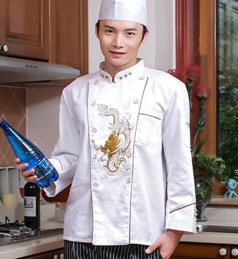 Spring Chef Uniform Cook Jacket Long sleeve Chinese Dragon