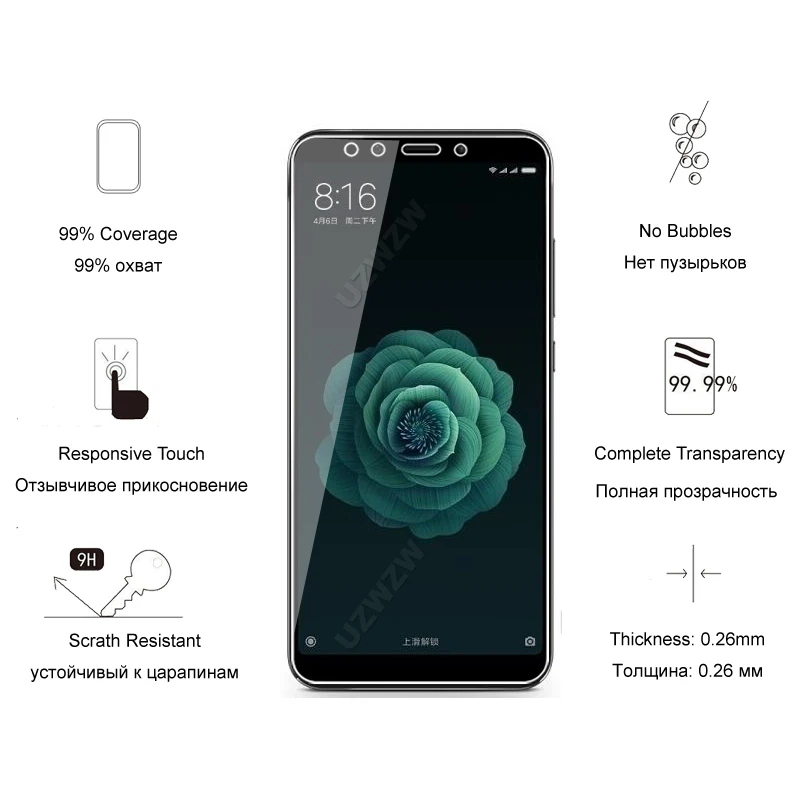 Для Xiaomi Mi A2 6X Premium 2.5D 0 26 мм закаленное стекло Защита экрана для защитное