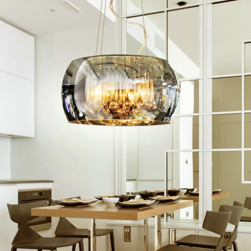 

Modern minimalist LED living room dining room bedroom lamp villa hotel light luxury glass cover crystal chandelier LB12207