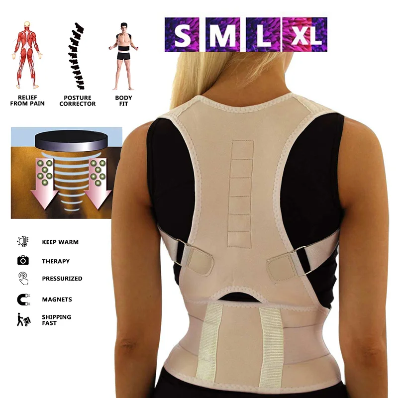 Hot Sale Sitting Posture Corrector Adjustable Magnetic Shape Body Shoulder Brace Belt Men And Women Back Vertebra Correct Ther