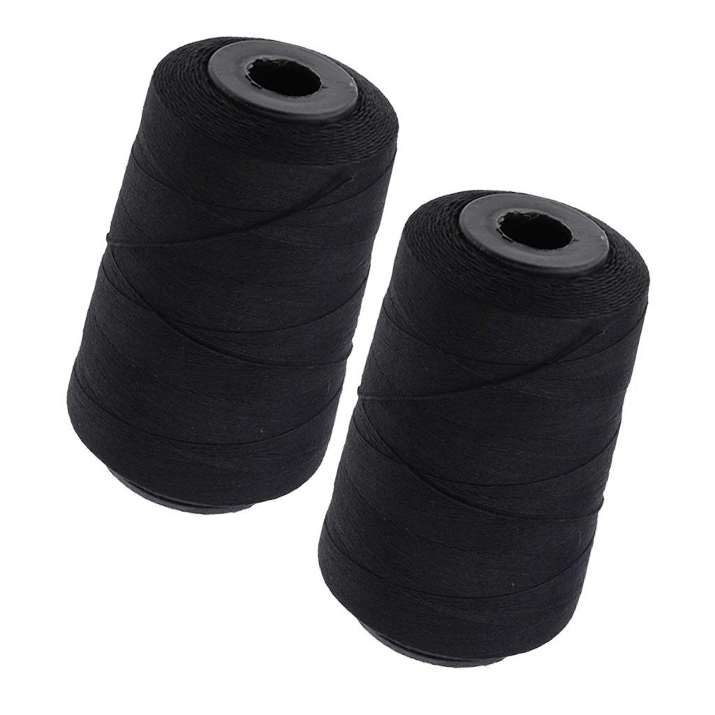 2Pcs Black Weaving Thread Spool 902 Yards for Wig Making Sewing Thread Hair Weft Weaves Extensions Braids - 825m