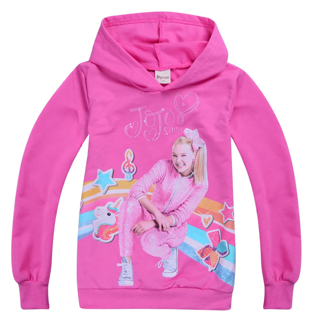 as picture От 4 до 12 лет с героями мультфильмов JOJO Siwa; толстовки с капюшоном; сезон весна-осень; Свитшот; футболка с короткими рукавами; топы для девочек; одежда для подростков; детская повседневная одежда - Цвет: as picture