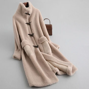 

Women winter wool fur coat mix acrylic polyester warm jacket girl fur coat female jacket over size parka A19522-1