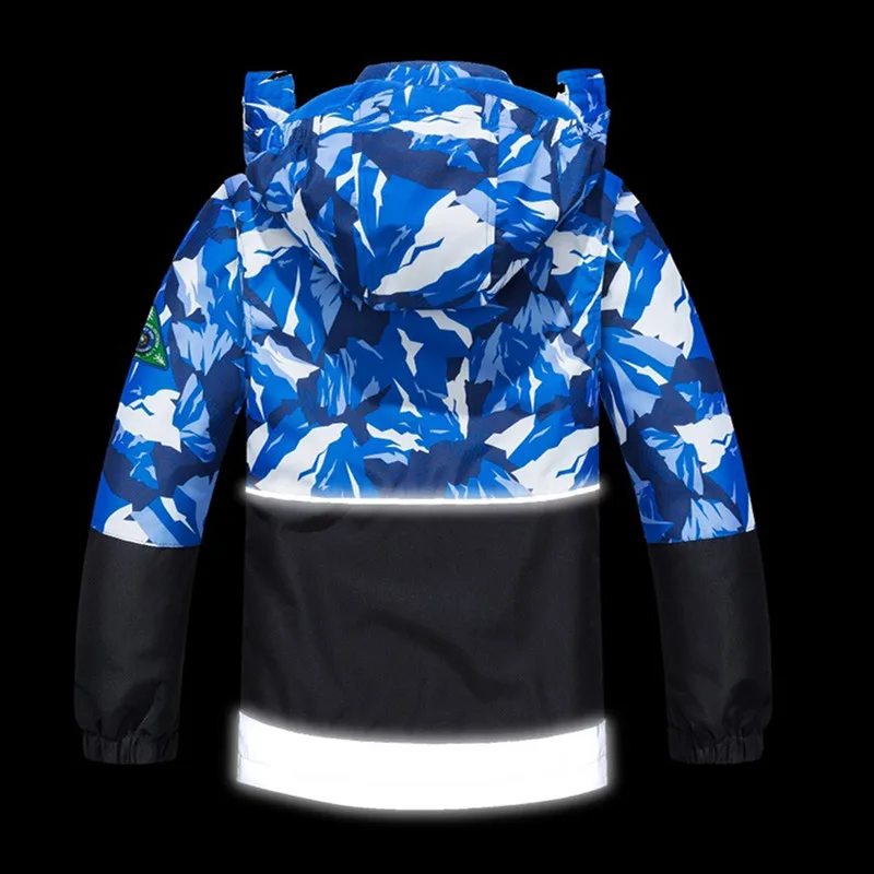 New Spring Autumn Child Kid Clothe Big Boy Giacca Riflettente Impermeabile Antivento Outwear Double Deck Inner Polar Fleece