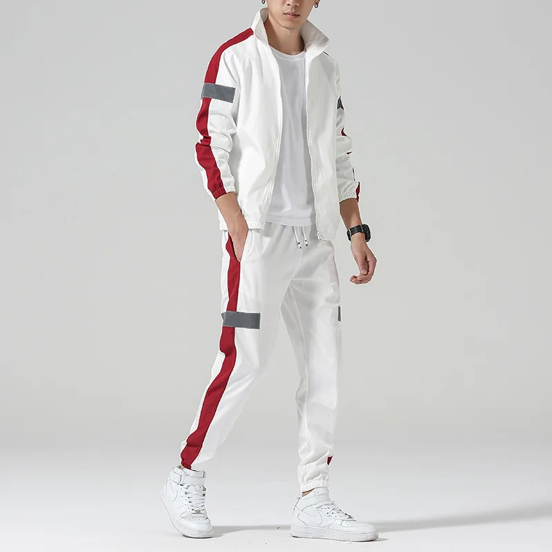 Men Set Sportswear Spring Autumn Mens Tracksuit Patchwork Hip Hop Sweatshirt+Pants Two Pieces Sets Casual Sweatsuit Male Outwear mens matching sets Men's Sets