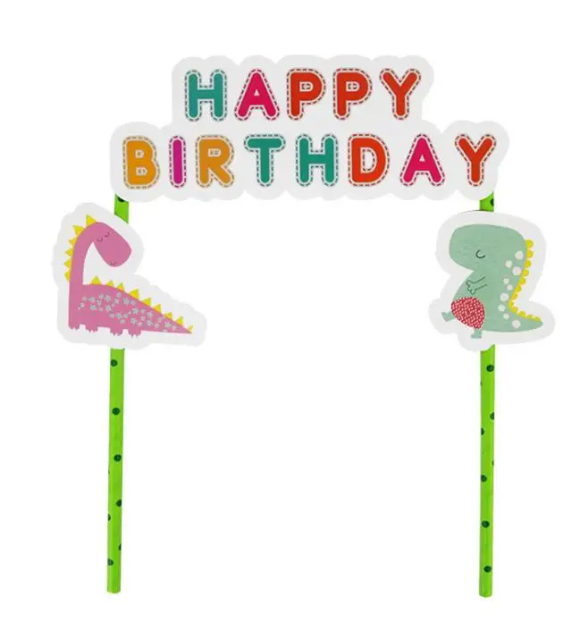 Мотив динозавра праздничный набор столовой посуды Одноразовая бумажная тарелка скатерть торт Топпер с первого дня рождения товары для мальчиков - Цвет: cake topper 1pc