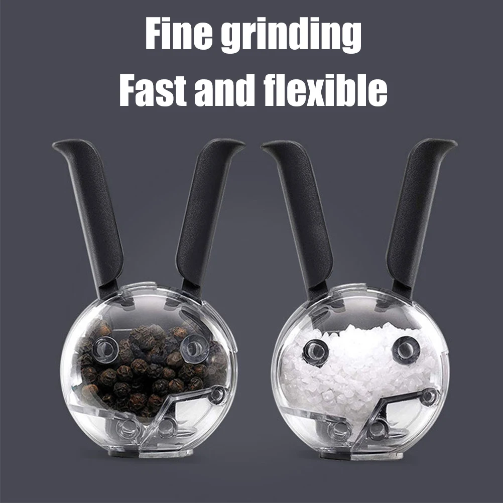 Salt and Pepper Grinder Mini Manual Spice Grinder Multifunctional Kitchen Tools Black Rabbit Ears Design Abrader