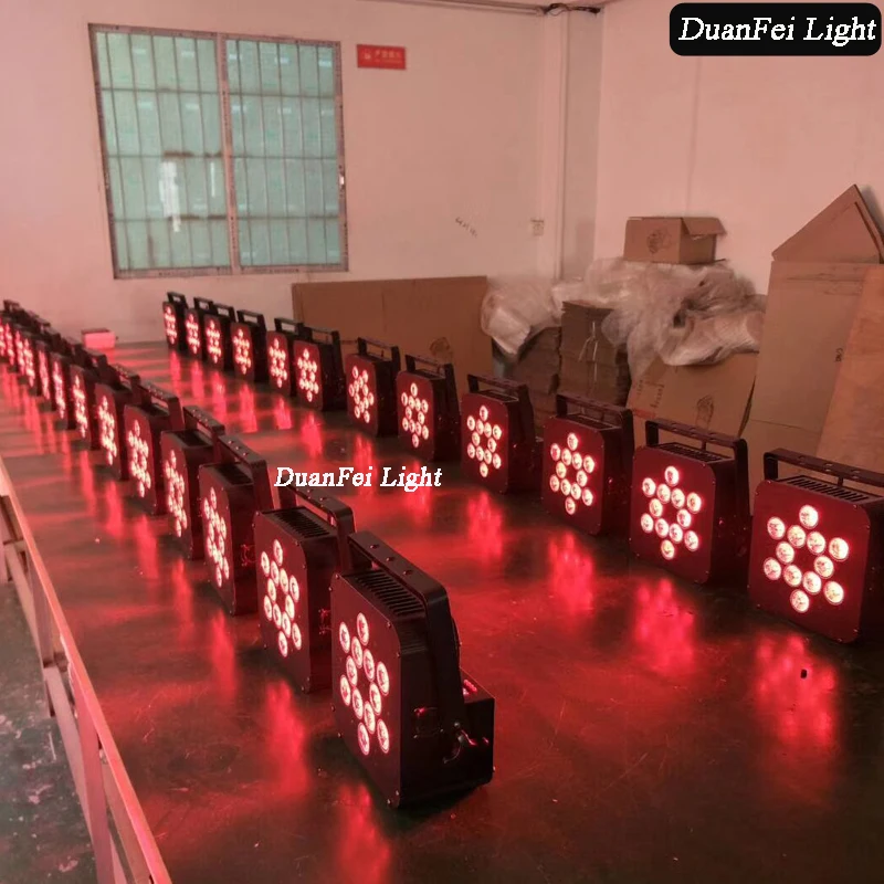 10pcs/lot with flightcase wedding led uplight rgbwa 12x15w led battery powered wireless led flat par can