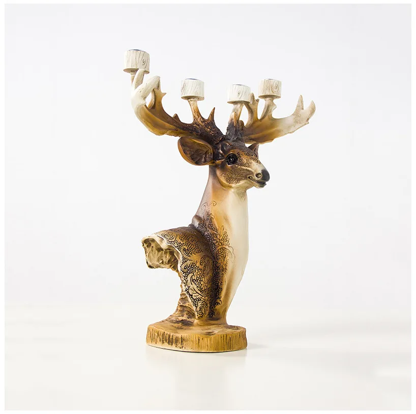 Christmas Resin Crafts Elk Candlestick Ornament Candle Desktop Decor Background Exquisite Deer Christmas Decorations for Home