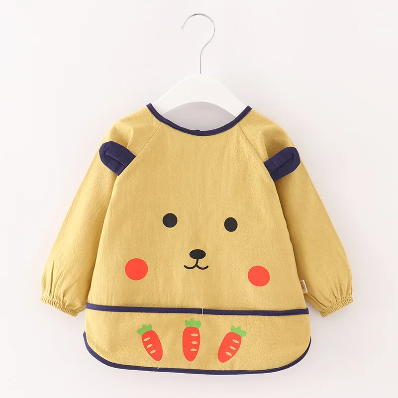 

Spring And Autumn Baby Overclothes Pure Cotton GIRL'S Waterproof Eating Clothes BOY'S Apron Bib Long Sleeve Thin Baby Bib