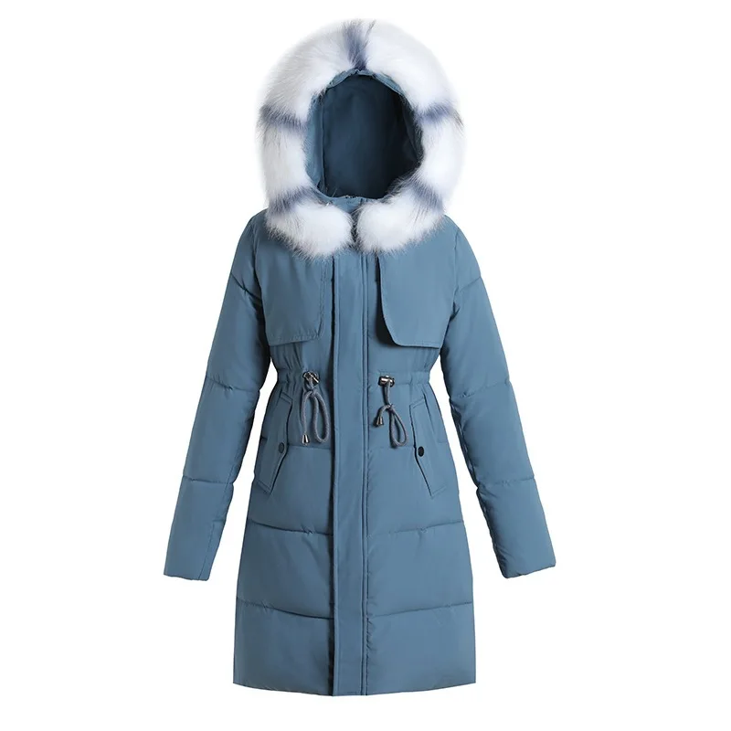 

Color Ultra Large Fur Collar down Jacket Cotton-padded Clothes Women's Mid-length 2019 New Style Korean-style Cotton-padded Clot