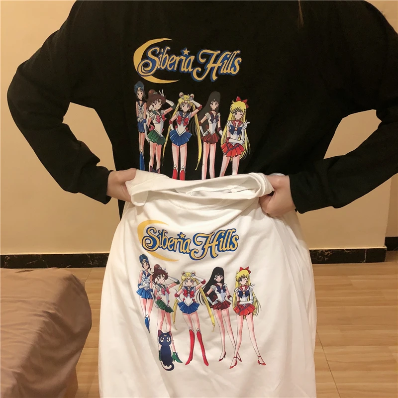 Woman Clothes Korean Style Harajuku Streetwear Sailor Moon Women Casual White Tops