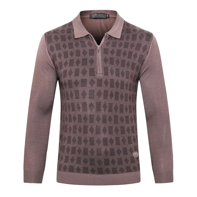 Billionaire Sweater wool men's new Business casual zipper warm elasticity England embroidery big size M-6XL free shipping - Цвет: Brown