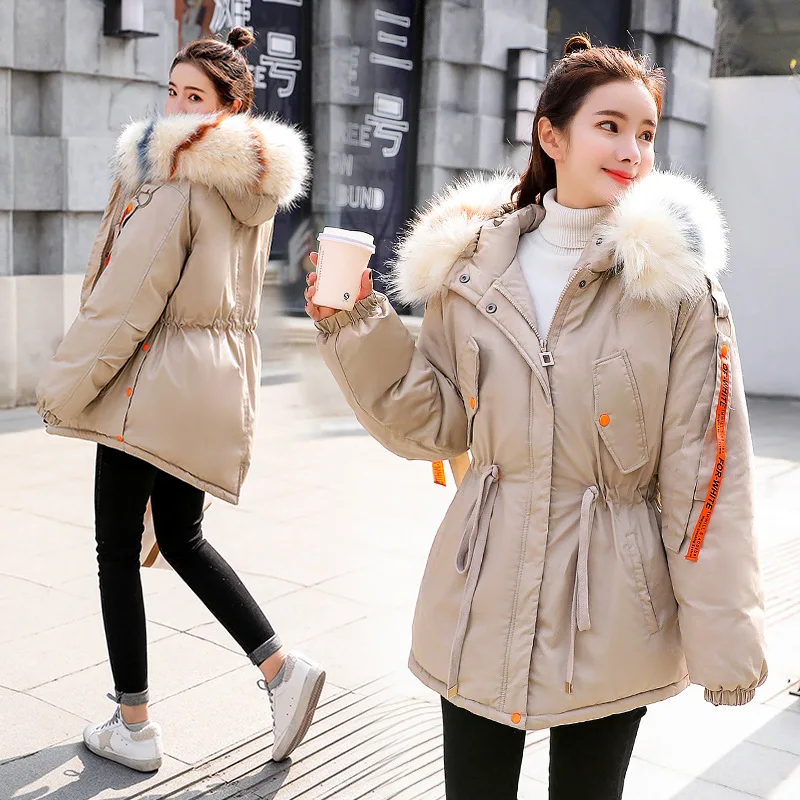 

Casual Fashion City Mid-length Zipper Hooded Cotton-padded Clothes/Cotton Coat 2019 Spring Loose-Fit Slim Fit Slimming Income