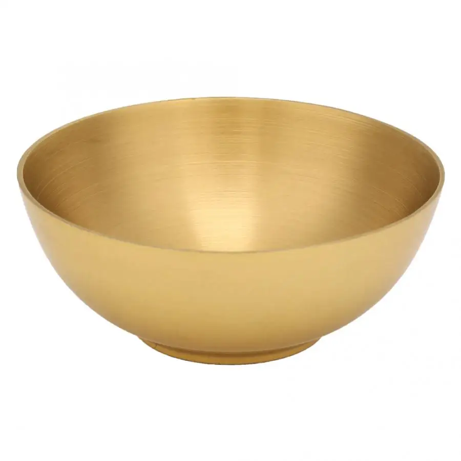 Gold Round Food Bowl Thick Double layer Container Pure Brass Bowl