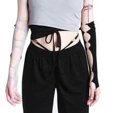 New Fashion Chic Pearl Chains Hollow Out Design Gloves Tide All-match Sun-protective Sleeve Spring Summer 2021 Arm Warmer