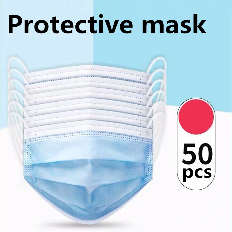 

Fast delivery Hot Sale 3-layer Mask for Hair Stylists 50pcs Face Mouth Masks Non Woven Disposable Masks Earloops Masks