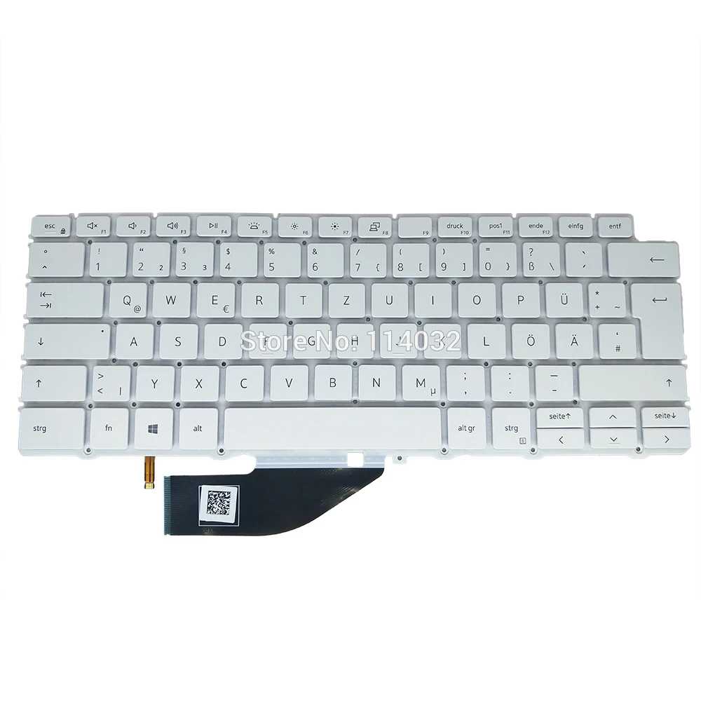 Клавиатура YNH16 0C8WV6 для ноутбука Dell XPS 13 7390 GR 2 в 1 немецкая платиновая белая