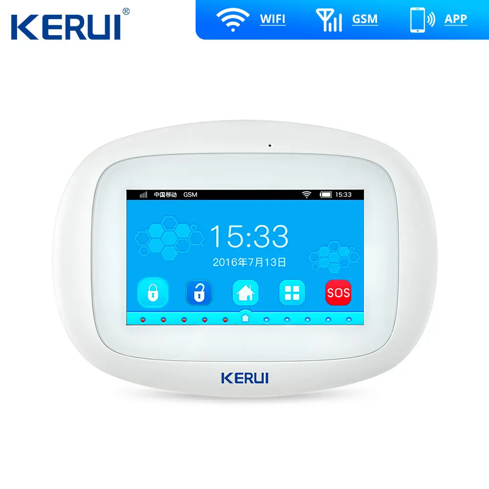 Новое поступление KERUI большой экран TFT цветной дисплей wifi GSM сигнализация домашняя сигнализация Безопасность RFID Клавиатура wifi IP камера