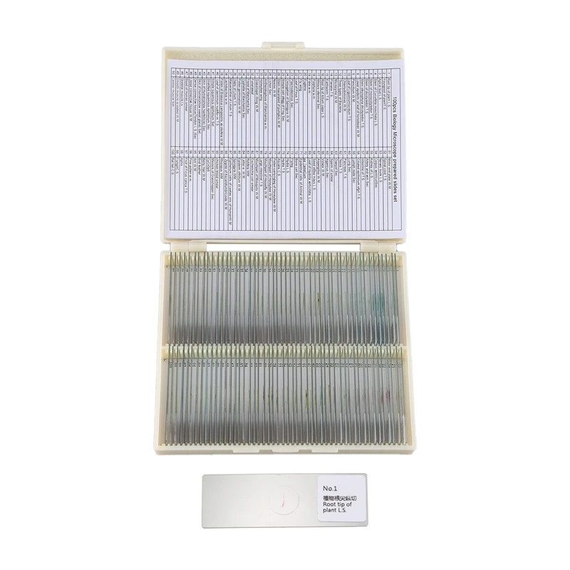 

100PCS Professional Glass Slice Prepared Microscope Slides Educational Specimen Human Tissue Sections with Plastic Box