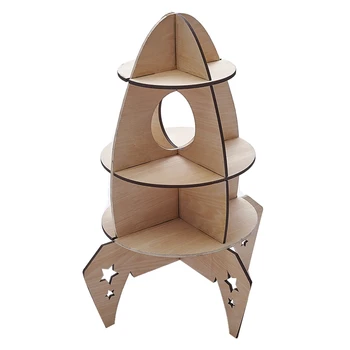 

DIY Nordic Woden Toys Three-Dimensional Rocket Model for Children's Room Decorations Shelf Home Accessories