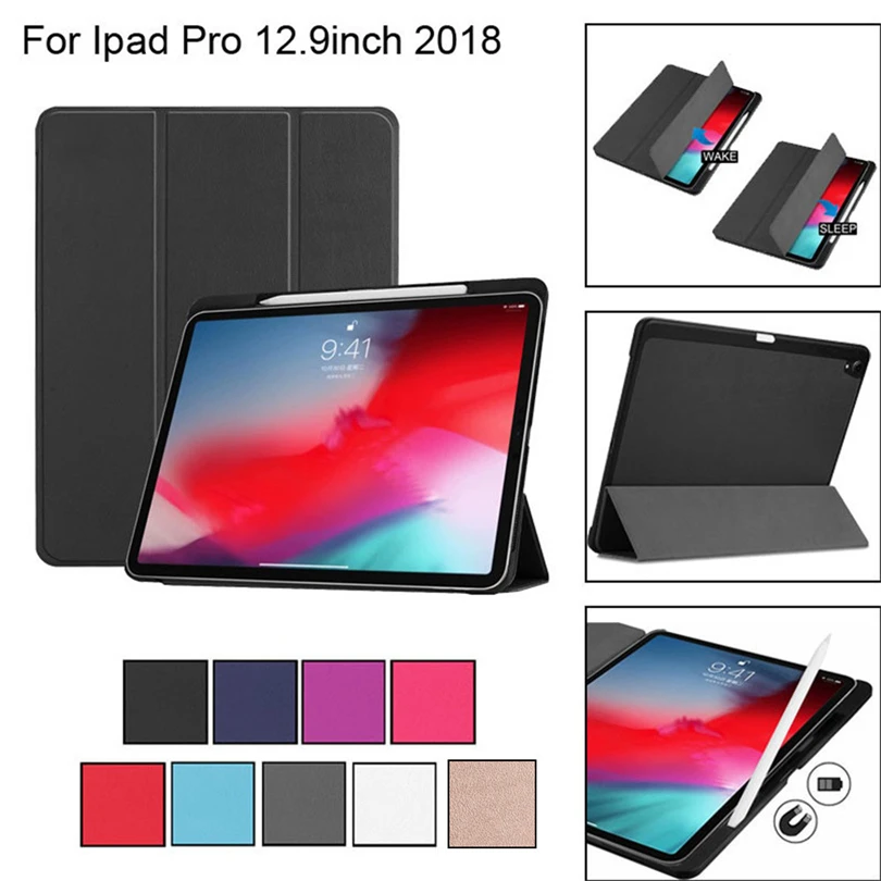 Магнитный кожаный чехол для планшета iPad Pro 12,9 дюйма Wake/Sleep Stand, умный чехол с держателем карандаша S30