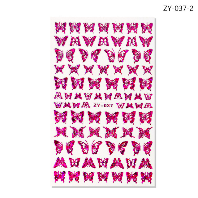 Holographic 3D Laser Butterfly Nail Art Stickers Gold Silver Nail Adhesive Sliders Decals Laser Sticker Decor DIY Manicure
