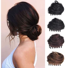 Hairpiece-Extensions Wig Chignon Human-Hair Curly Clip-In Brazilian for Women Donut-Roller-Bun