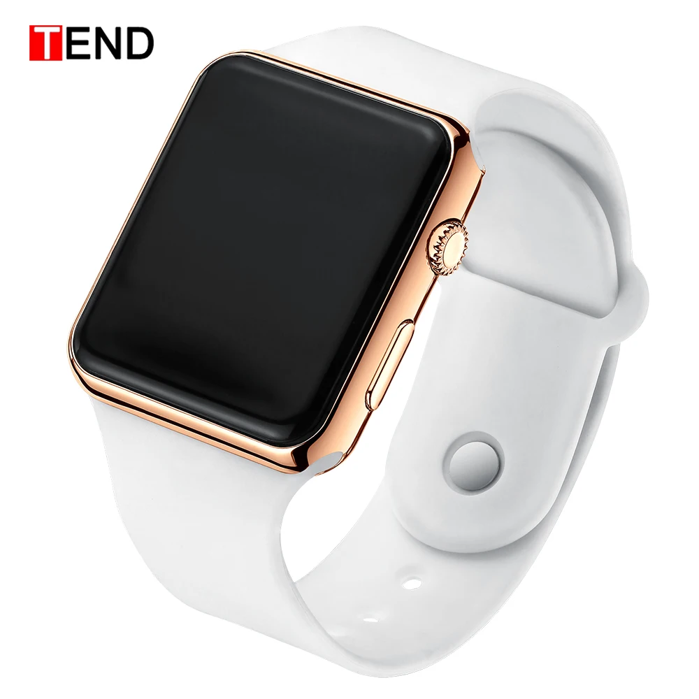 White RoseGold Мужские спортивные часы, Квадратный светодиодный, для студентов, взрослых, пара, электронные цифровые часы, электронные часы Hodinky, цифровые часы, relogio A001 - Цвет: White RoseGold