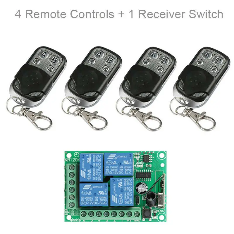 433Mhz Universal Wireless Remote Control Switch Transmitter DC12V 4CH Relay Receiver Module With 4 Channel RF DIY | Электроника