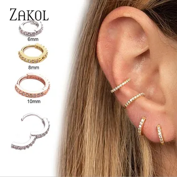 

ZAKOL 1 Pair Small Hoop Earrigns Top Quality Gold Silver Color Different Circle Earrings for Women Fashion Korean Jewelry 2020