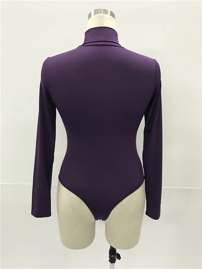 Turtleneck Long Sleeve Women Bodysuits Elastic Slim Elegant Femme Jumpsuits High Waist Autumn Winter Clothing Female 12 Colors