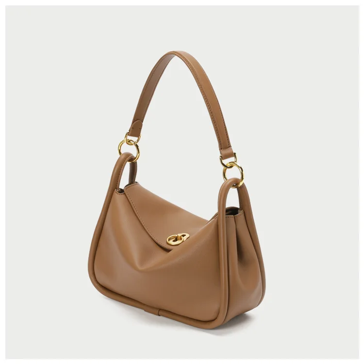 camel Women shoulder bag genuine cowskin leather basket saddle hobo bag wine red black camel color winter new chains totes handbag - Цвет: camel