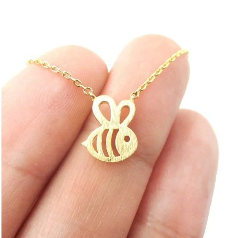 

New Cute Animal Bumble Bee Necklace Women Gold Silver Baby Jewelry Cute Insect Charm Necklace For Girl Gift