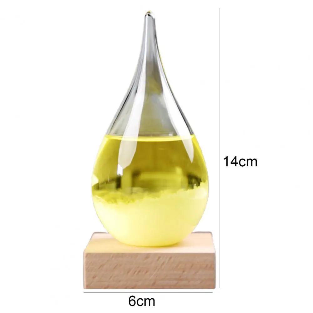 Transparent Droplet Storm Glass with Wooden Bass Home Barometer Bottle Office Decor