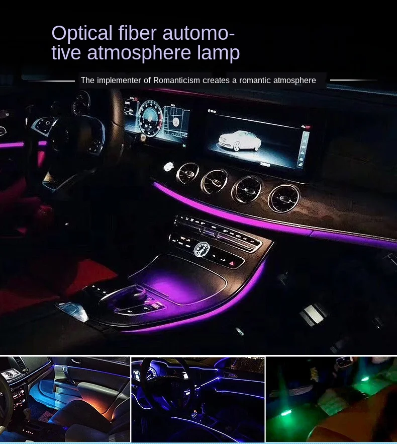 

Universal Car Atmosphere Decorative Light Flexible Neon EL Wire Strips App Sound Control RGB Multicolor Auto Interior Light 12V