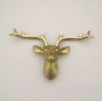 Elk ทองแดงตกแต่งบ้านตู้เสื้อผ้าประตูตู้จับทองเหลืองหัวกวางตะขอแขวน Rack Wall Mount เฟอร์นิเจอร์ฮาร์ดแวร์ 3