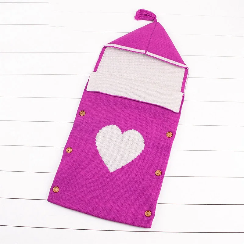 MOTOHOOD  knitted Baby Sleeping Bags Winter For Stroller Cute Heart Envelopes baby slaapzak Newborn Baby Sleep Sack (10)
