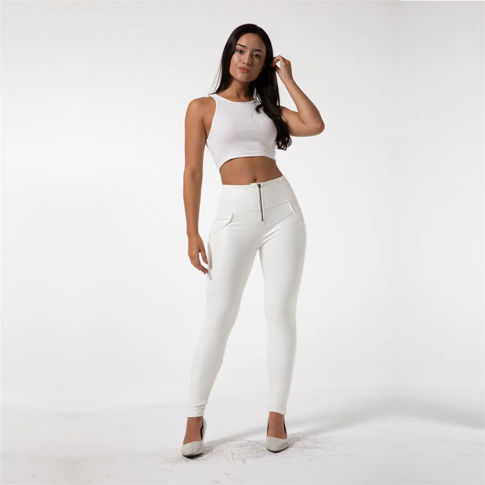 Melody White Wet Look Pants High Waisted Faux Leather Thin Skinny Leggings  Elastic Pleather Pants Butt Lifting Sexy Night Club - AliExpress