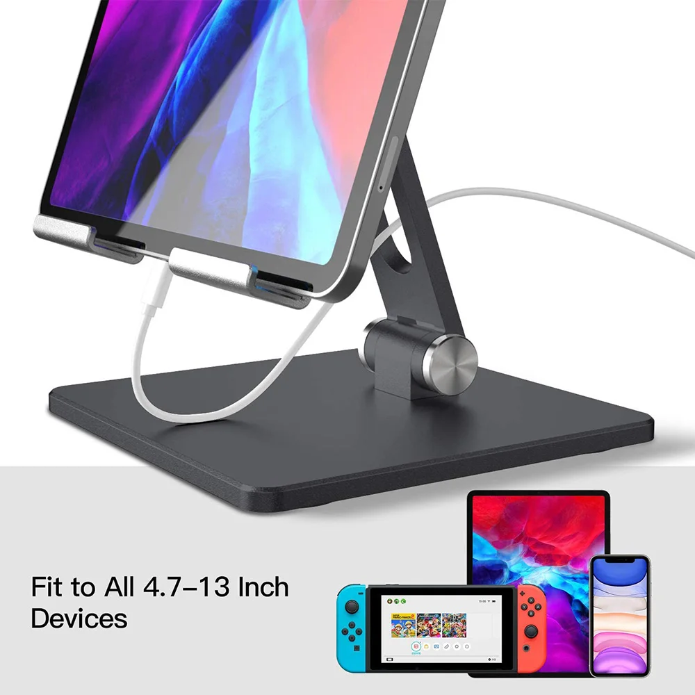  iPad Stand, Height Adjustable Up to 21 Surface Pro Stand, 360°  Swivel Tablet Stand Holder for Desk, Portable Monitor Stand Fits with iPad  Pro 12.9, Air Mini, iPhone 13, 4.7-13 Phone